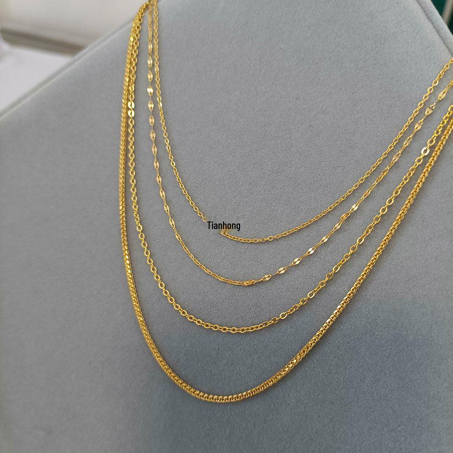 

Ожерелье-чокер с кулоном в виде креста и цепочкой «Волна» из титановой стали с покрытием из 18-каратного золота 1.5mm Flash O Chain 40cm