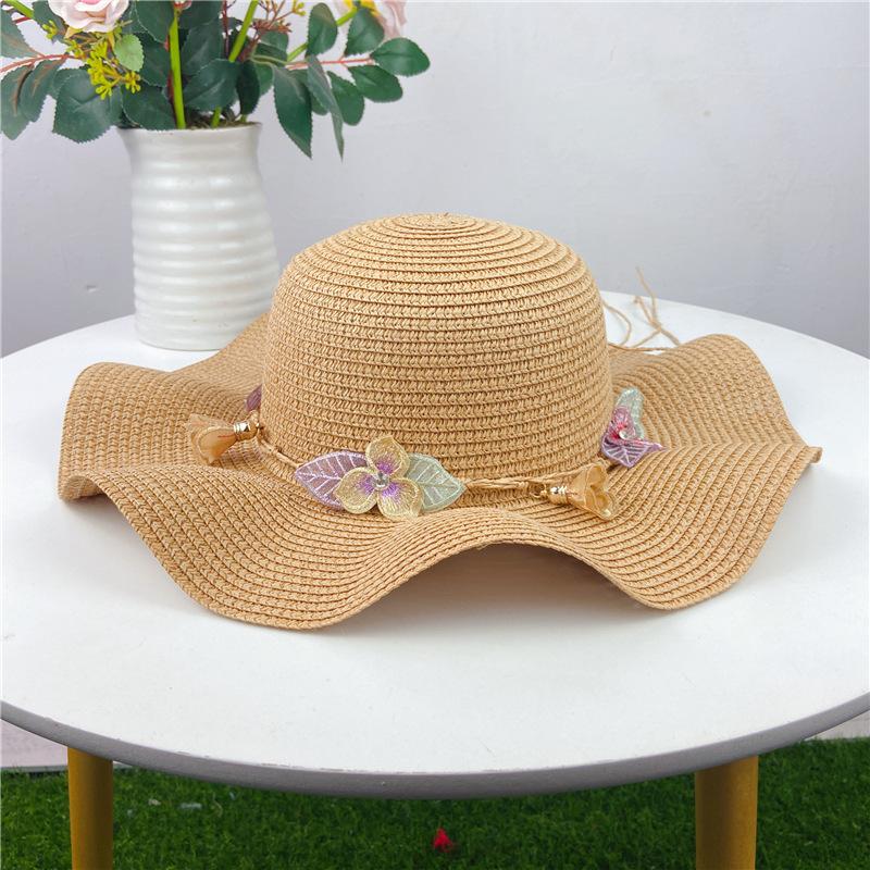 Hot Sale Lace Leaf Flower Sun Hat Lotus Wave Edge Straw Hat Beach Hat Travel Sun Protection Hat