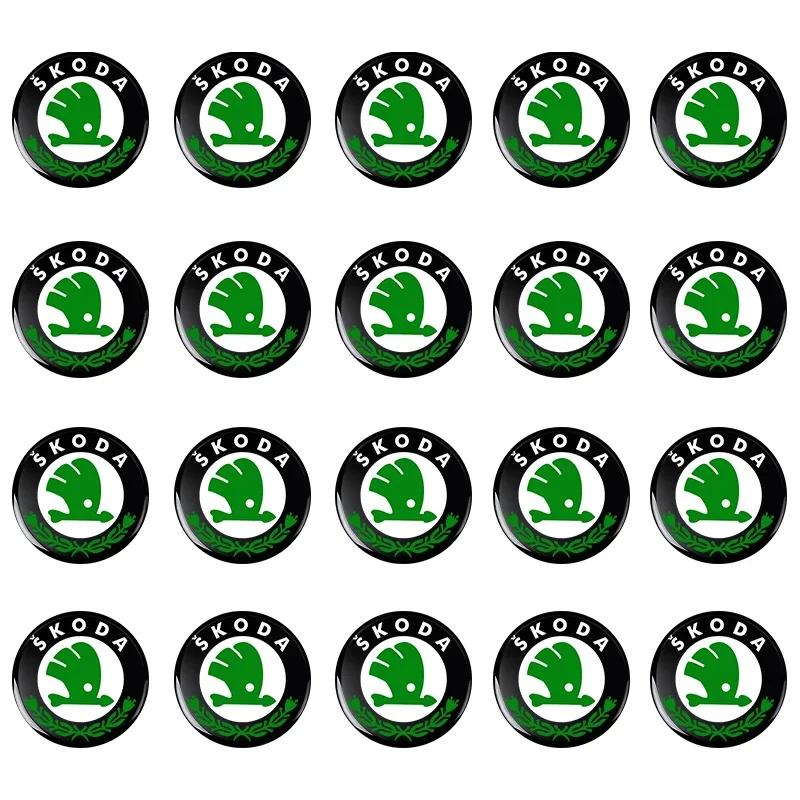 XLM4 14mm Car Remote Key Emblem Badge Radio Button Sticker For Skoda Octavia MK2 MK1 2 3 A5 A7 A8 Fabia Karoq Superb Rapid Kamiq