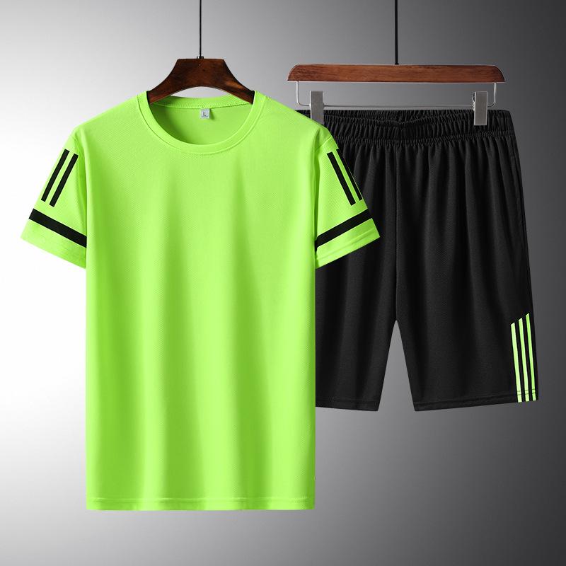 Heren Sneldrogende IJszijde Sportset: Ademend Zomer T-shirt & Shorts voor Hardlopen en Basketbal