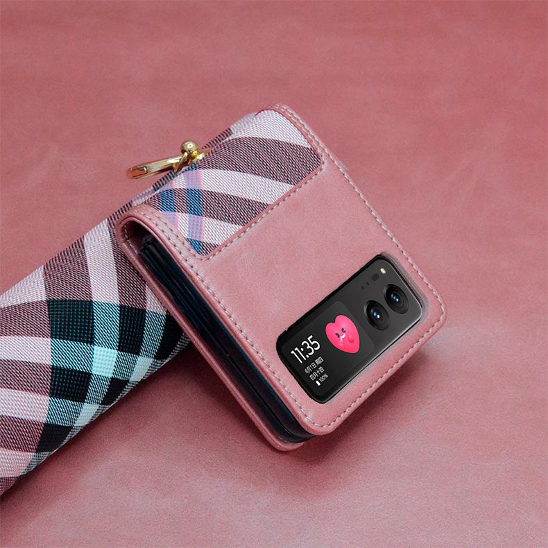 RAZR40 Plaid Phone Case with Card Slot & Ring Holder for Motorola
