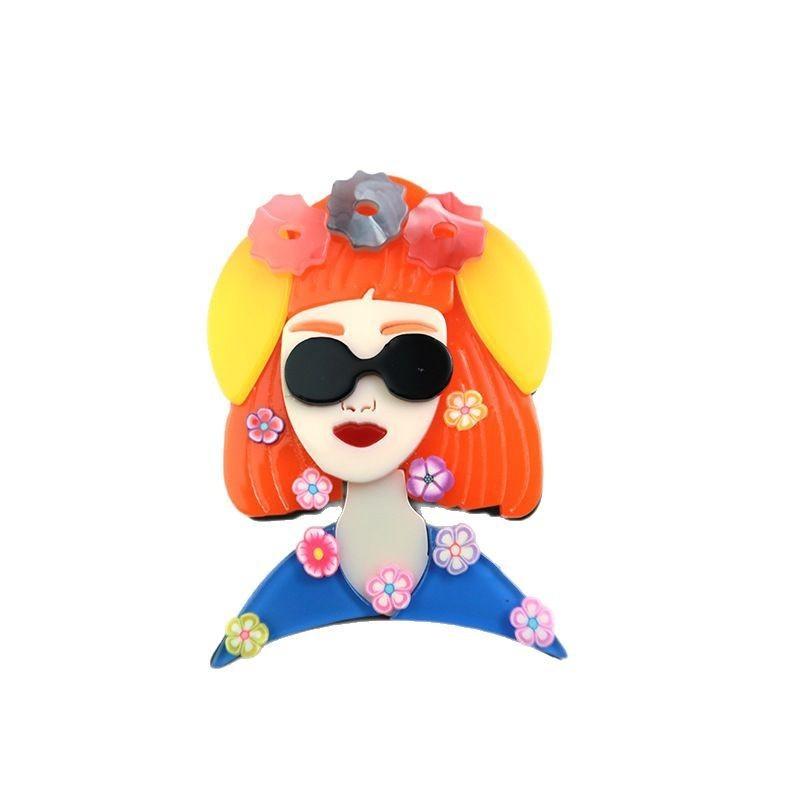 

Креативная и персонализированная брошь для девочки, женская акриловая брошь в этническом стиле оранжевый