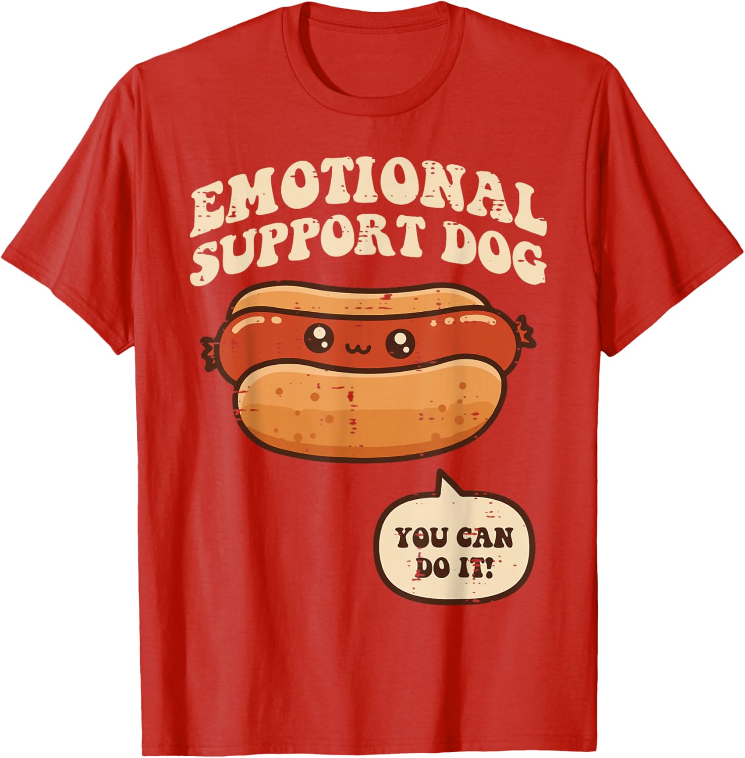 Emotional Support Hotdog Funny Cartoon Graphic Tee Casual Short Sleeve TShirt for Men Women S