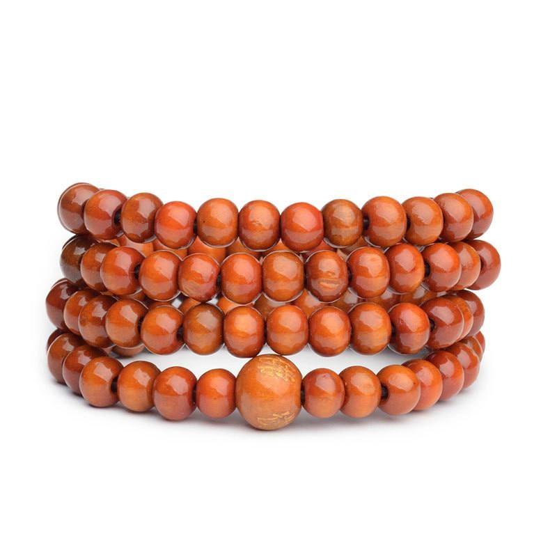 Chinese Amulet 6mm Natural Wood Buddhist 108 Bead Bracelets Buddha Bangles Meditation Prayer Unisex Men Women Vintage