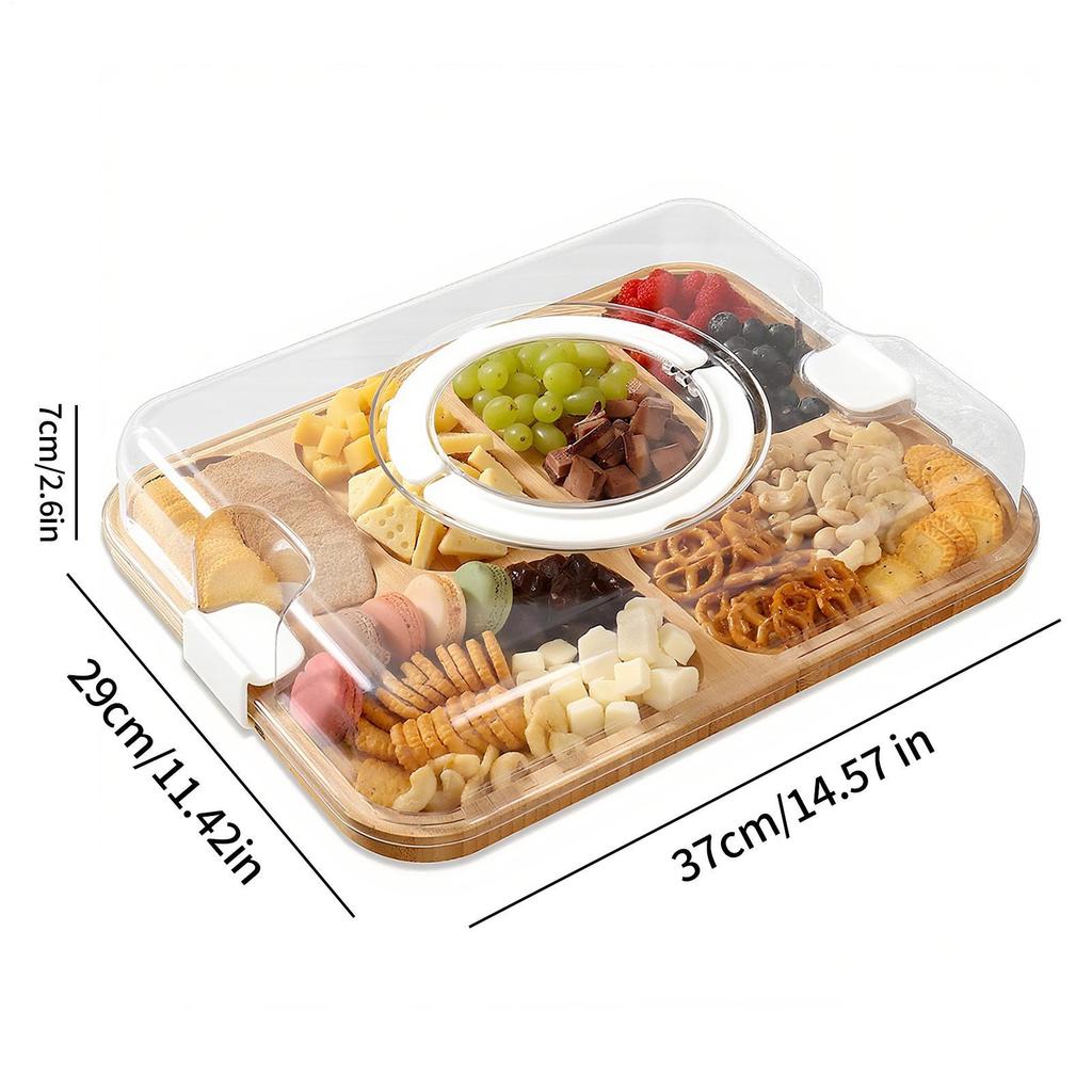 Tábua de Queijos de Madeira Bandeja de Lanches Caixa de Piquenique Bandeja de Queijos com Grelha Caixa Bento para Frutas Adequada para Viagens ao Ar Livre Acampamento Férias