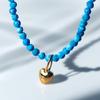 14Kgf Heart Pendant Natural Stone Necklace 92.5 Silver Csne0009