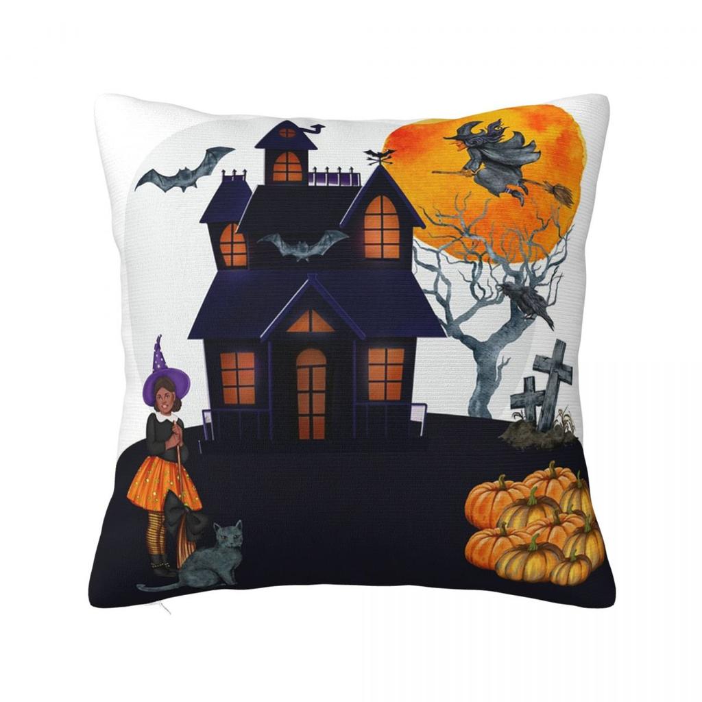 Spöklik Halloweenpumpa Patch Fyrkantigt Kuddfodral Kuddfodral Kuddfodral Pläd Kuddfodral för Hem Sovrum Bil