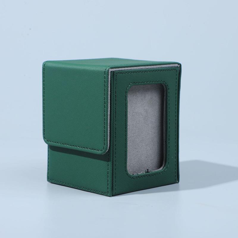 PU Card Storage Box with Window Magnetic Closure Stain Resistant Deck Case Moisture Proof Lid for Trading Card Collection