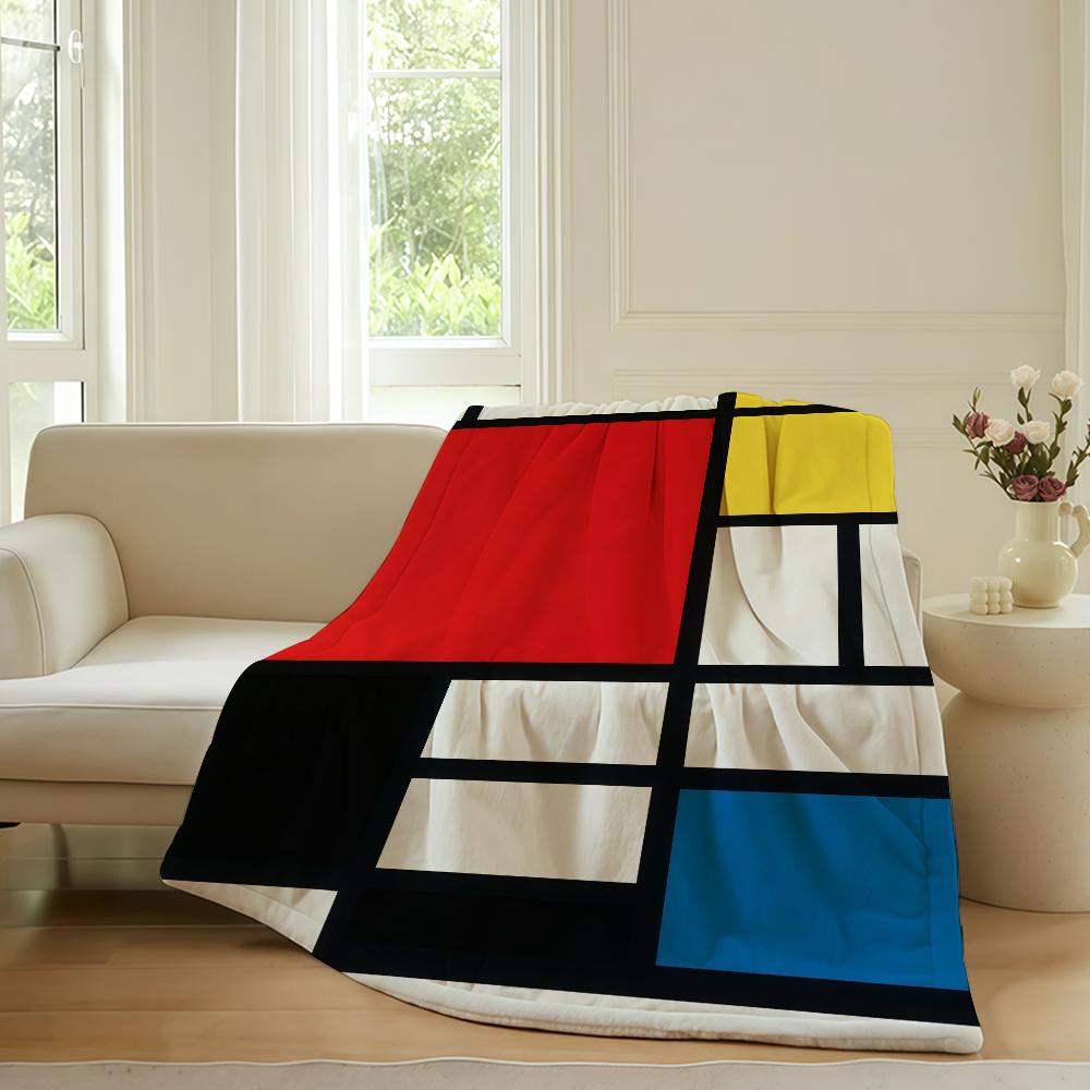 

Dutch painter Piet Mondrian Blanket For Sofa Office Bed Plane Travel Sleep Read Relax Camping Soft And Warm 75x90cm