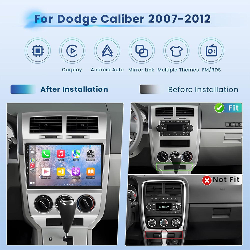 For Dodge Caliber 2007-2010  Android 2 Din Car Auto Carplay 4G+WIFI GPS Car Radio Navigation Multimedia Video Player Stereo BT