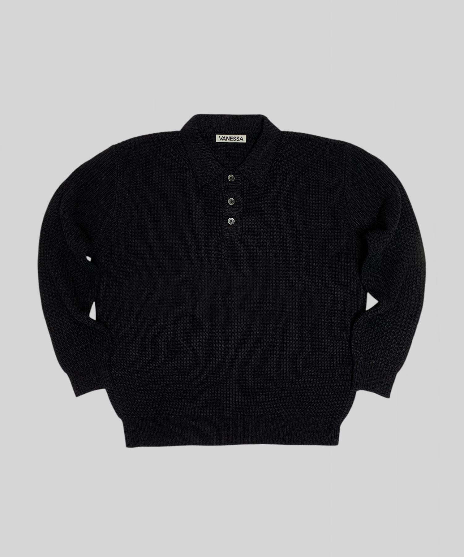 Vanessa Wool Touch Ap Collar Knit_Black Black/Free