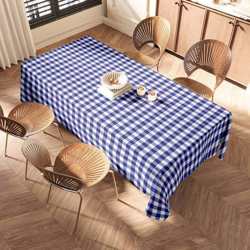 Premium Blue Gingham Tablecloth Reversible Classic Plaid Dining Room Decor Multiple Sizes Available