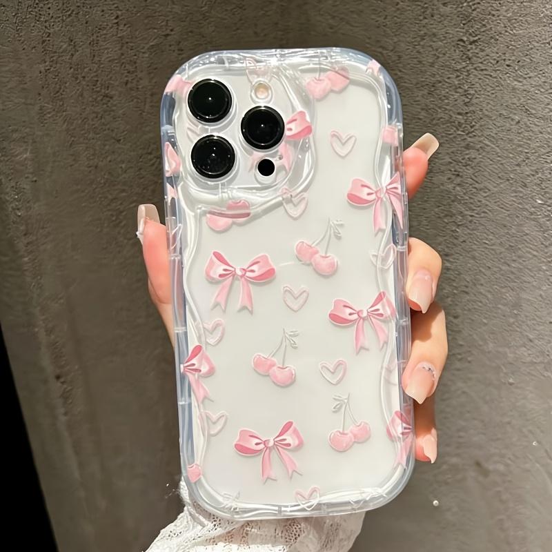 Rosa Kirsch-Schleife Klare Handyhülle mit welligem Rand für Samsung Galaxy S26 Ultra S25 Plus S24 S23FE A17 A57 A37 A16 A36 A56 A55 Hülle