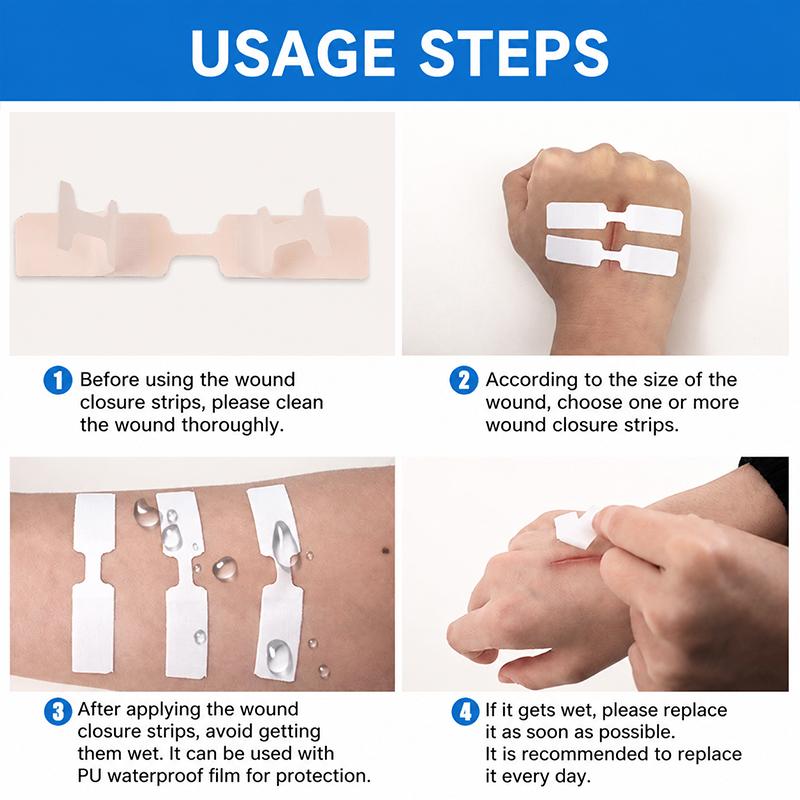 25/50Pcs Adhesive Strip Suture Bandages Butterfly Closure Bandage Strips For Closing Skin Wounds With Non-Stick Pad