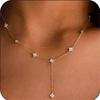 Minimalist Zircon Flower Chain Necklace for Women Niche Light Luxury Sparkling Rhinestones Tassel Necklace Choker Jewelry