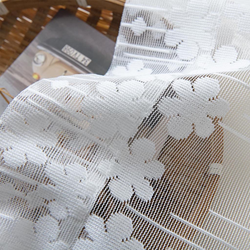 Half Window Sheer Curta Rod Pocket, Floral Cascade Lace Window Curtain Valance for Kitchen, Living Room and Bedroom, 50 X 13 Inches