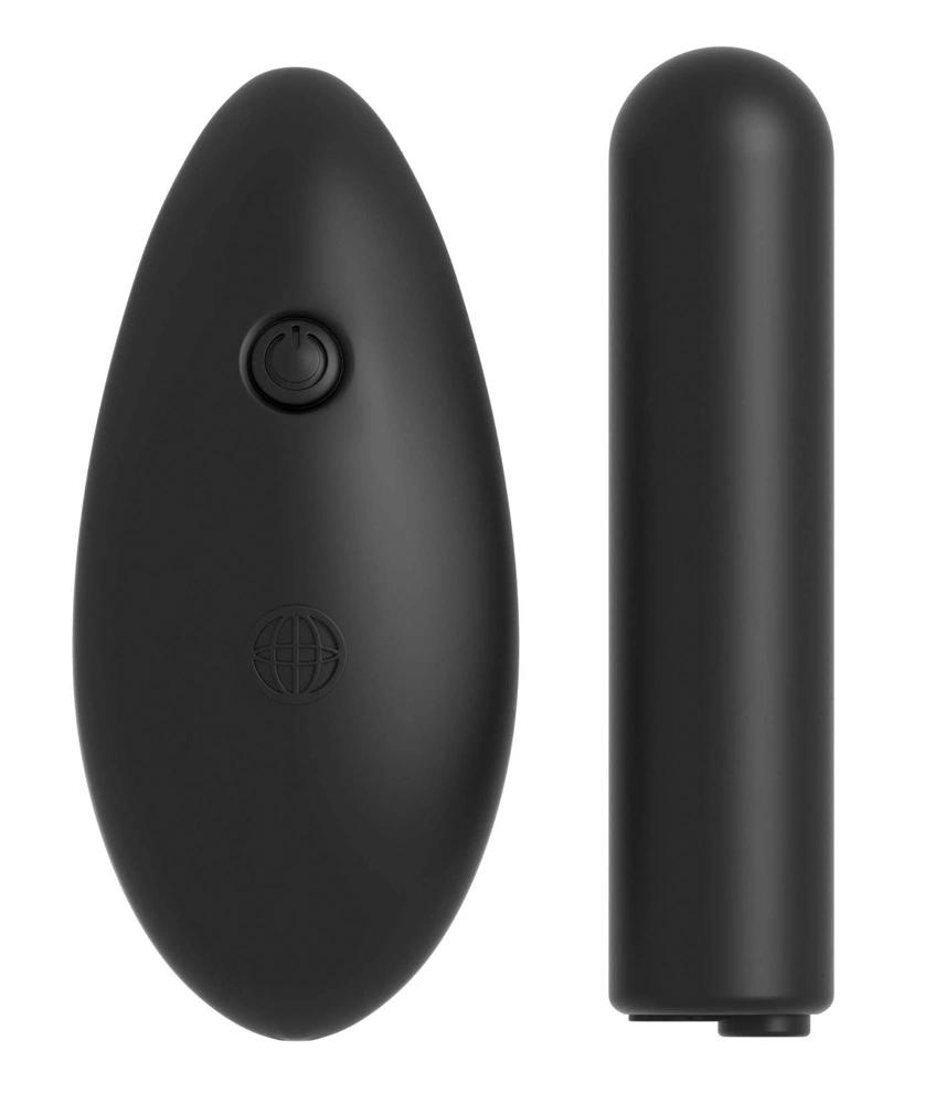 Fetish - Black Small Vibro-Bullet with Remote Control and 10 Vibration Modes and Thong