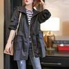 Gabardina Casual Suelta con Capucha de Longitud Media Estilo Coreano para Mujer