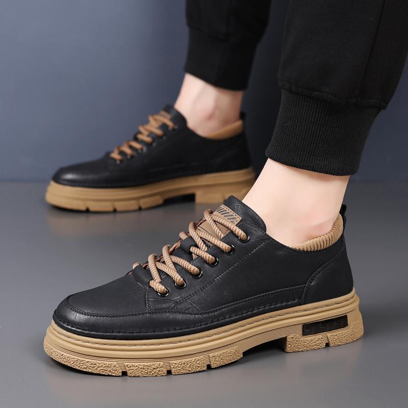Fashion Casual Men's Genuine Leather Shoes Classic Business Versatile Style Outdoor Leisure Party Daily Office Quality Thick Soled Shoe