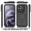Shockproof Armor Skin Feel Matte Magnetic Phone Case For Motorola Moto G67 G77 Soft TPU Frame Translucent Acrylic Back Cover