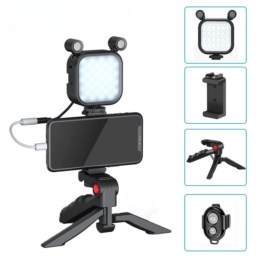 All-in-One Vlogging Kit: LED Fill Light + Monitor Mic for Smartphone/DSLR YouTube Live, TikTok & Zoom Streams