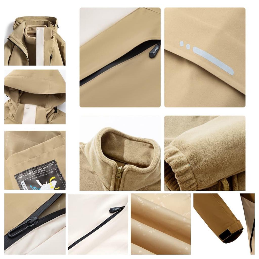 Pikaeyes Waterproof and Windproof Outdoor Jacket for Men and Perfect for and Cold Baby Size 2XL 3-in-1 Women, Hiking, Camping, Trekking, Skiing,