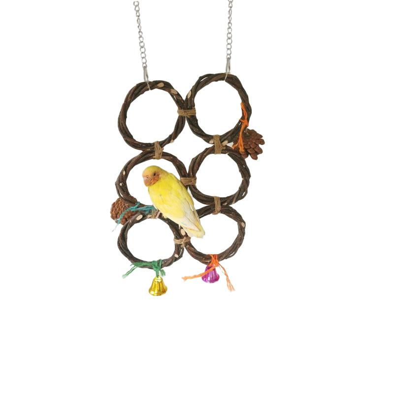 Papageienringe, Vogel-Apfelzweige, Handgeflochtene Ringe, Vogel-Schaukelspielzeug, Nagmaterial für Haustier-Papageienkäfige