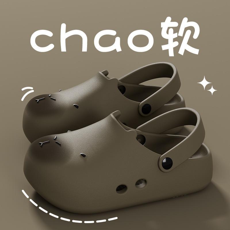 Cute Slippers Women's New Summer Outer Wear Hole Shoes Beach Anti-collision Bag Head Half Slippers Women