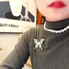 Elegant Retro Butterfly Brooch with Pearl Accent