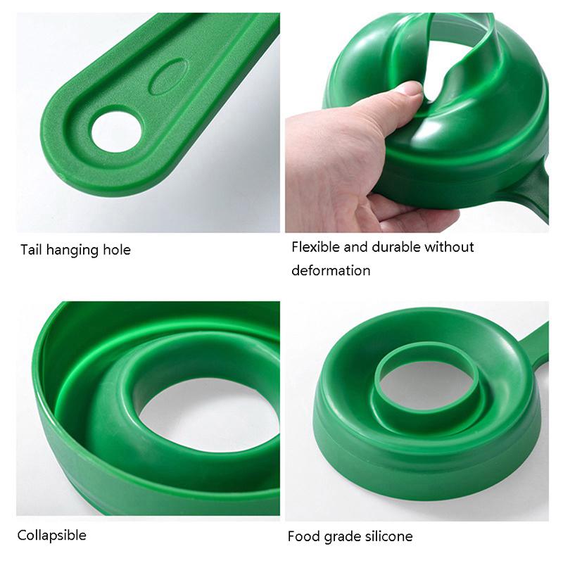 Vikbar teleskopisk plasttratt för bred mun och burkar. Hopfällbar tratt med lång hals. Vätskepåfyllningsgadget. Köksredskap