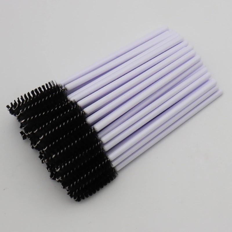 Pack of 50 Disposable Eyelash Brushes with Nylon Bristles, Solid Handle - Portable Eyebrow Brush and Eyelash Curler Makeup Tools.