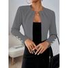 Blazer court uni à manches longues ajusté pour femme