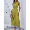 Elegant Sleeveless Front Thin Straps Belted Midi Dress for Summer Women's Solid Color Party A-Line Dress Slim Fit Fashion Evening Dresses