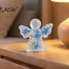 Regalo Angelo Custode tascabile, Ricordo Fiore Secco Non Ti Scordar Di Me, Mini Statuetta Tascabile in Acrilico Abbraccio, Ornamento Floreale Fatto a Mano, Conforto Memoriale