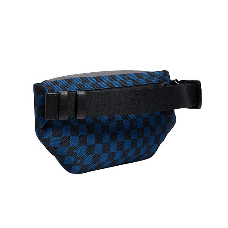 Coach Track 40 Checkered Print Leather Waist Bag Regular Men Waist Bag Blue Black C2728-QBP2S