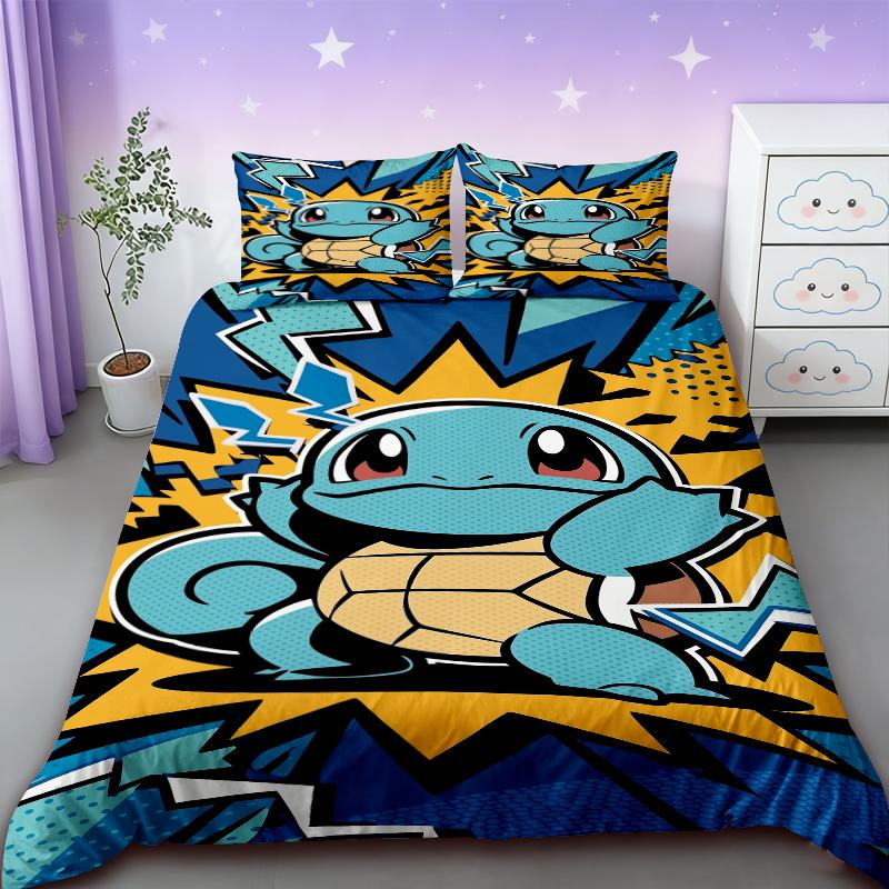 Pikachu Bedding Set Cartoon Anime Children Bedroom Quilt Cover Boy Girl Bedclothes Single Double King Pikachu Duvet Cover Gift