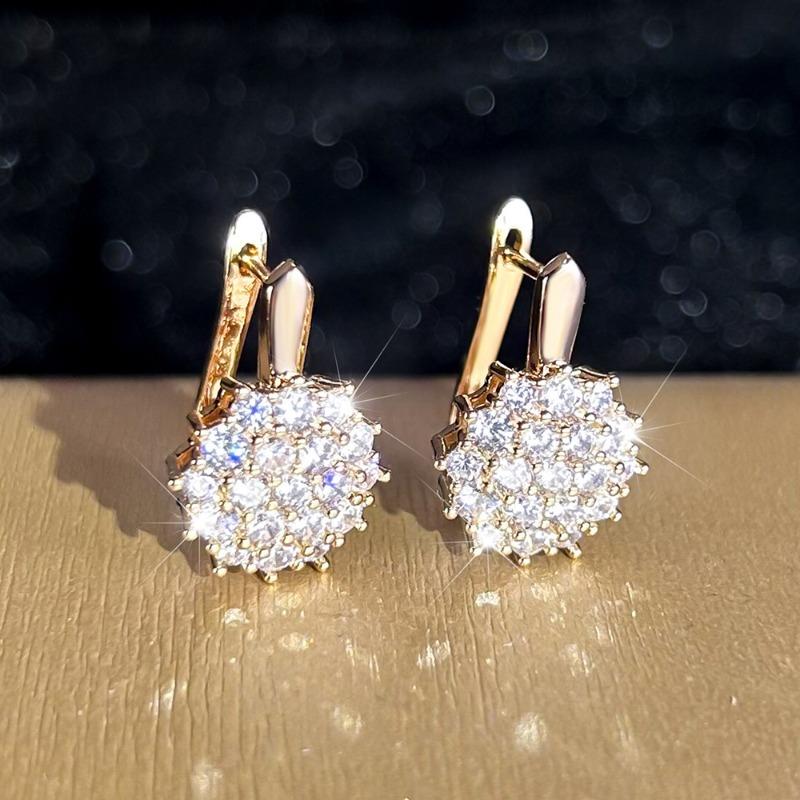 Luxuriöse Roségoldfarbene Hängeohrringe mit glänzendem blauen Zirkonia und Blume für Damen,… Mehr