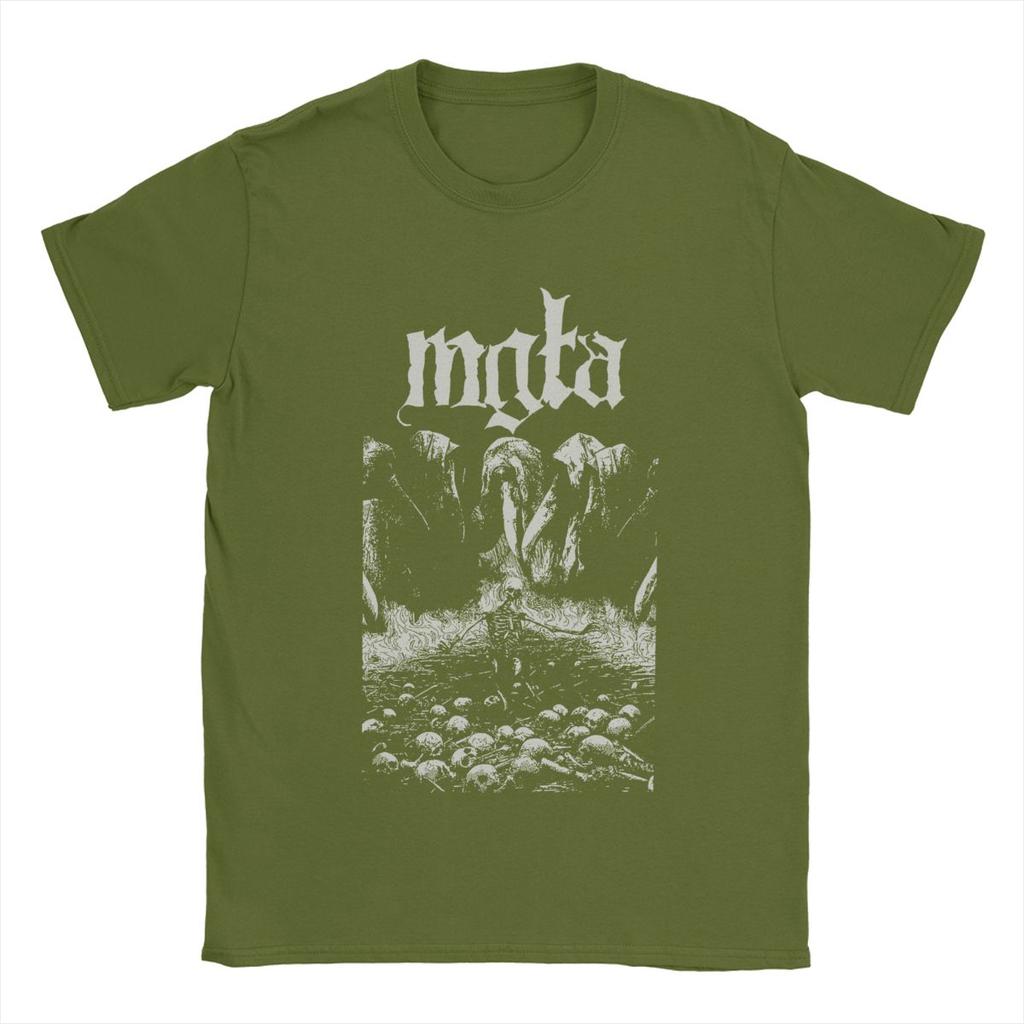 Mgla T Shirts for Men 100% Cotton Novelty T-Shirt Round Neck Band Tees Short Sleeve Tops 4XL 5XL
