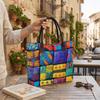  Colorful Patchwork Tote Bag Large Capacity Daily Shoulder Handbag for Women