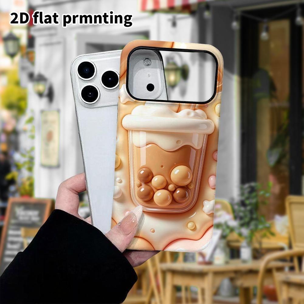 Phone Case: 2D flat design suitable for iPhone 18 17 16 15 14 13 Pro protective case, bubble tea, perfect Christmas and Halloween holiday gift