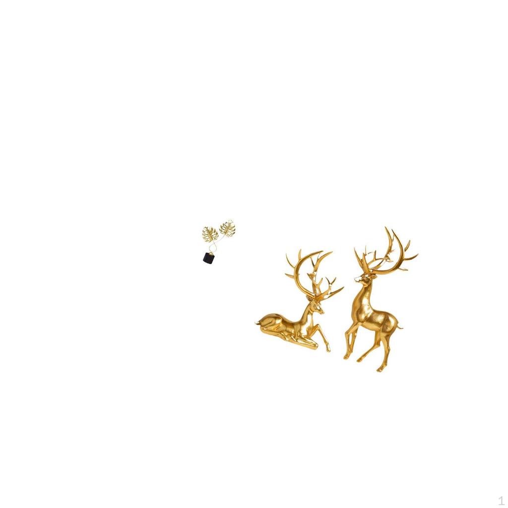 Deer Figurine Sculpture Collectible Artwork Resin Statue Ornament for Desk Cabinet Living Room