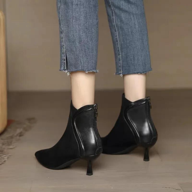 Hot Selling Women's Pointed Toe Boots High Heel Boots Zipper Western Designer Women's High Heel Boots Retro Comfort High Heels