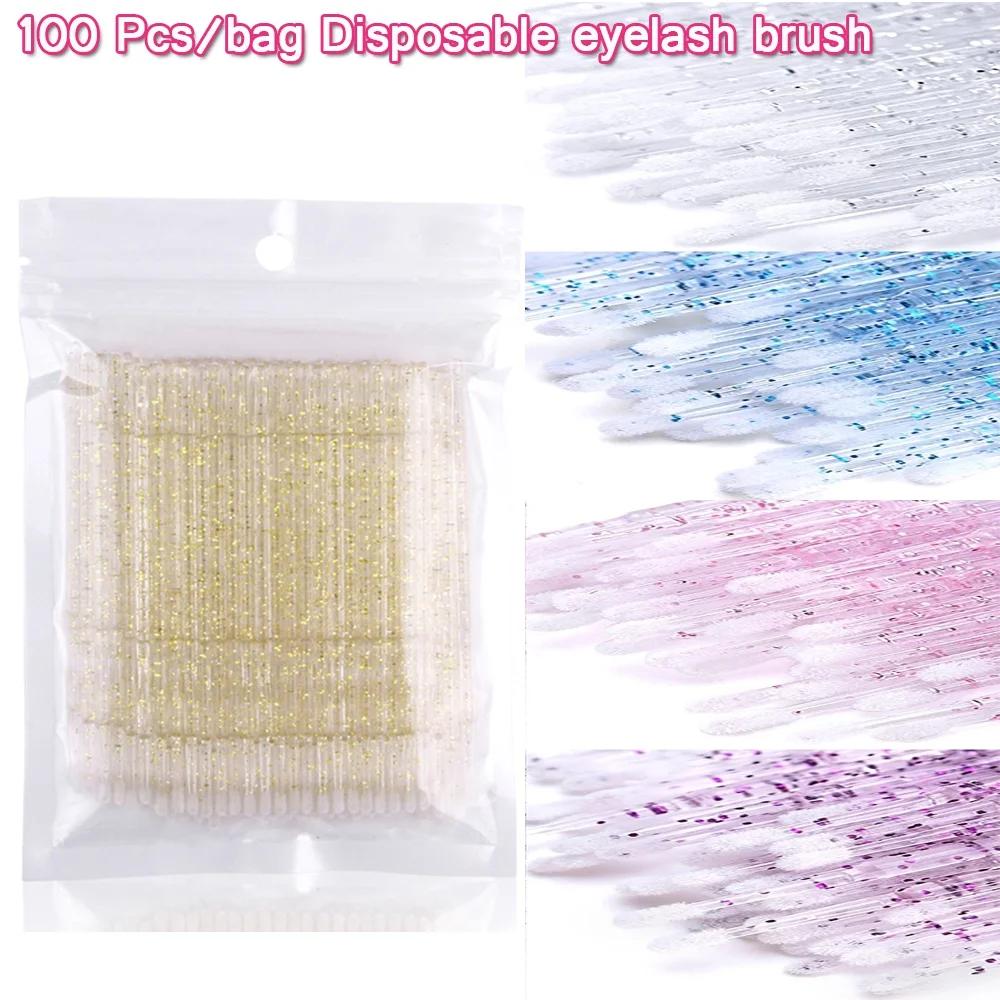 100 Pcs/bag Crystal Disposable MicroBrush Eyelashes Mascara Wands Applicator Makeup Tools