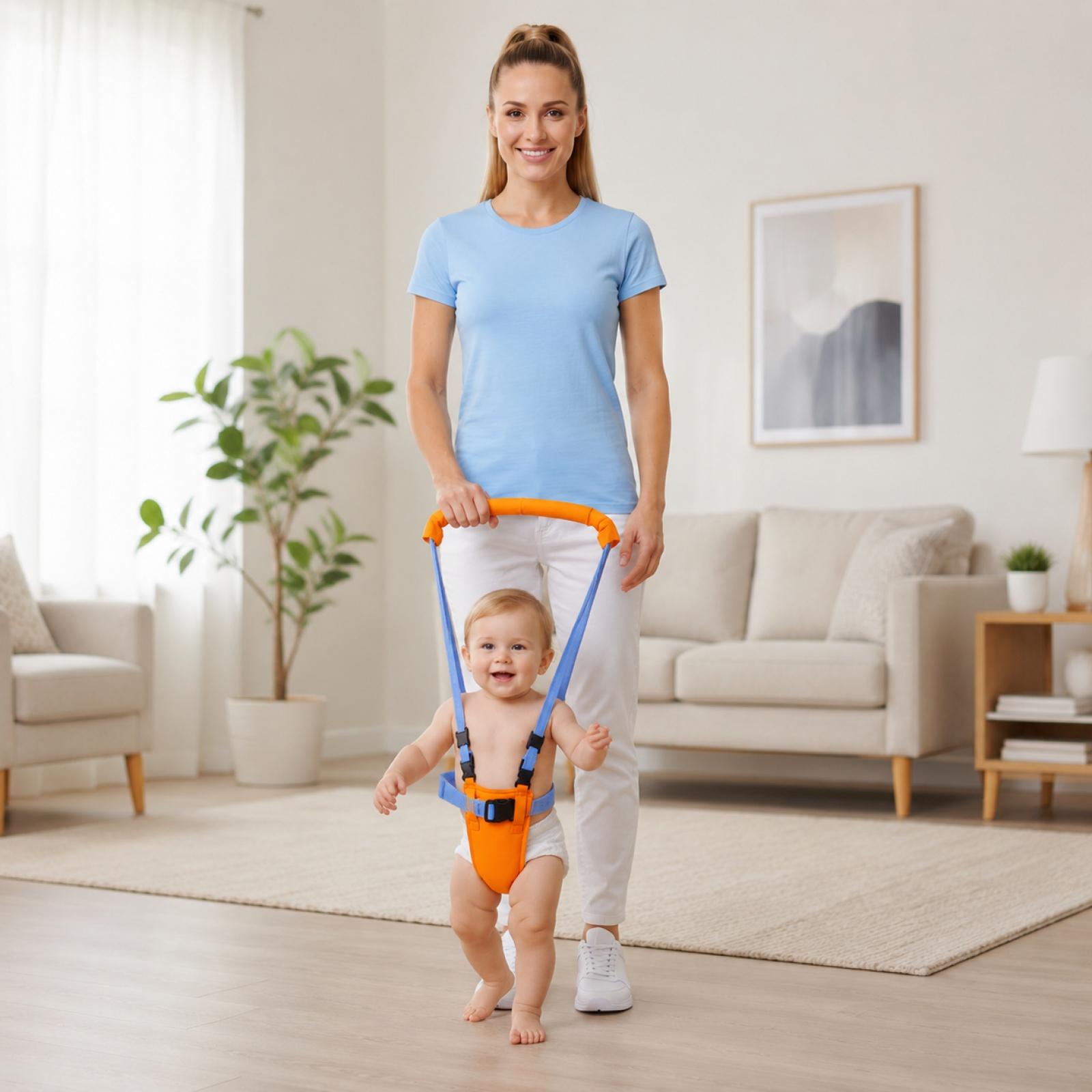 

Baby Walking Harness Adjustable Toddler Support Belt with Soft Padded Handle and Secure Straps for Early Walking Assistance and Safety One Size помаранчевий