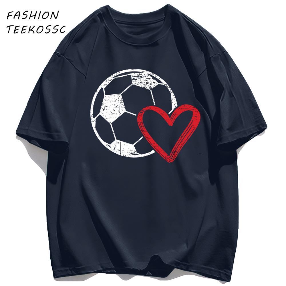Hollow Out Football Heart Design Print TShirt Men Cotton Crewneck T Shirts Summer Loose Clothes Multicolor Trendy Short Sleeve