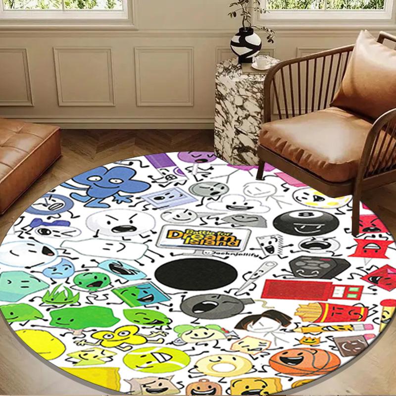 Colorful Dream Island Collage Round Rug for Livingroom,Bedroom, Palyroom, Chair Rug, Area rug, Circle Carpet, Large Size Fan Christmas gift