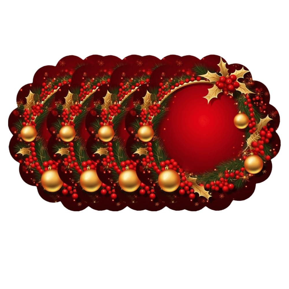 4pcs Coaster Christmas Table Placemat Snowman Elk Round Dining Mat Xmas Table Mat  Table Setting
