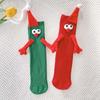With Hands Christmas Magnetic Stocking Breathable Cartoon Xmas Socks Long Tube Hose Socks  Daily