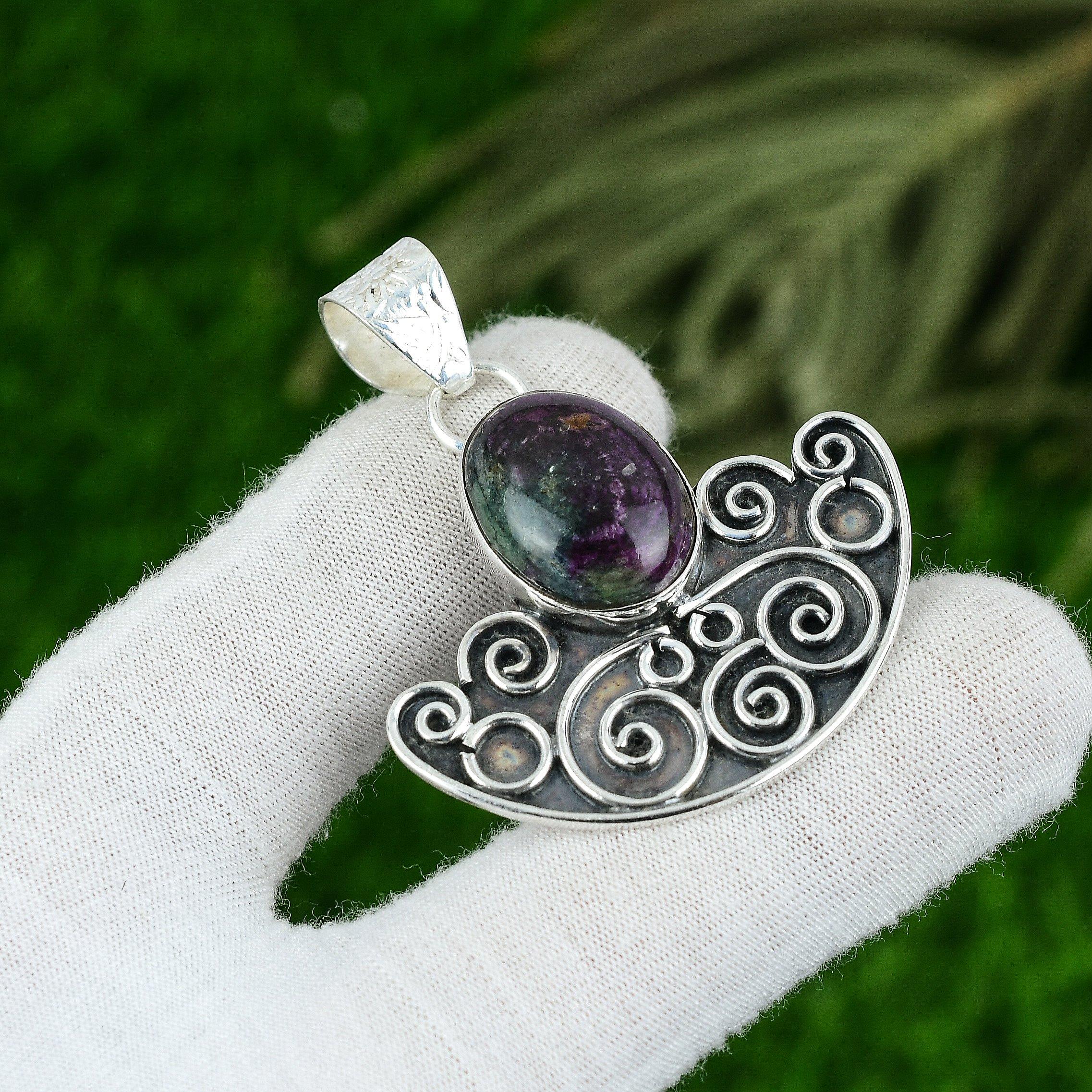 

Sterling Silver Oval Ruby Zosite Gemstone Bezel Trendy Birthday Wedding Pendant