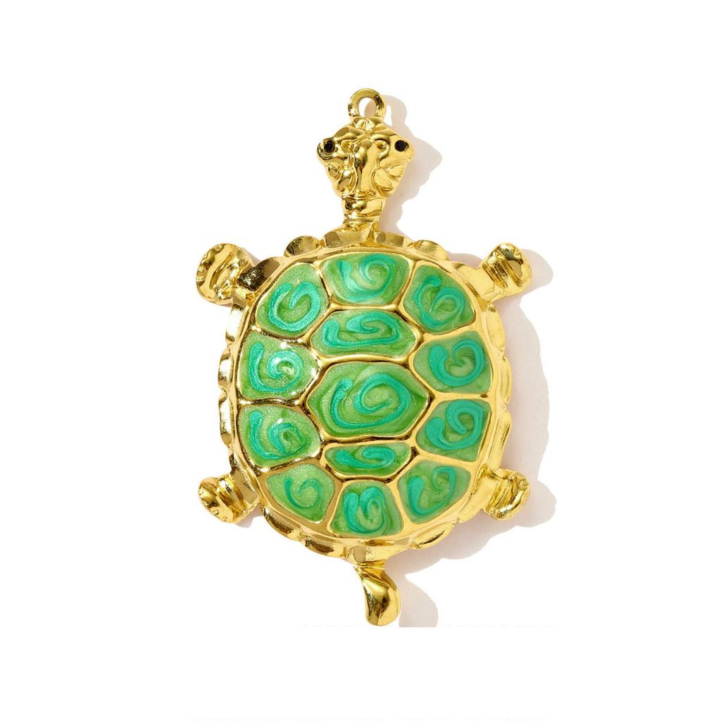 1pc Stainless Steel Colored Enamel Fish Turtle Necklace Pendants Pearl Conch DIY Charms Women Ocean Style Jewelry